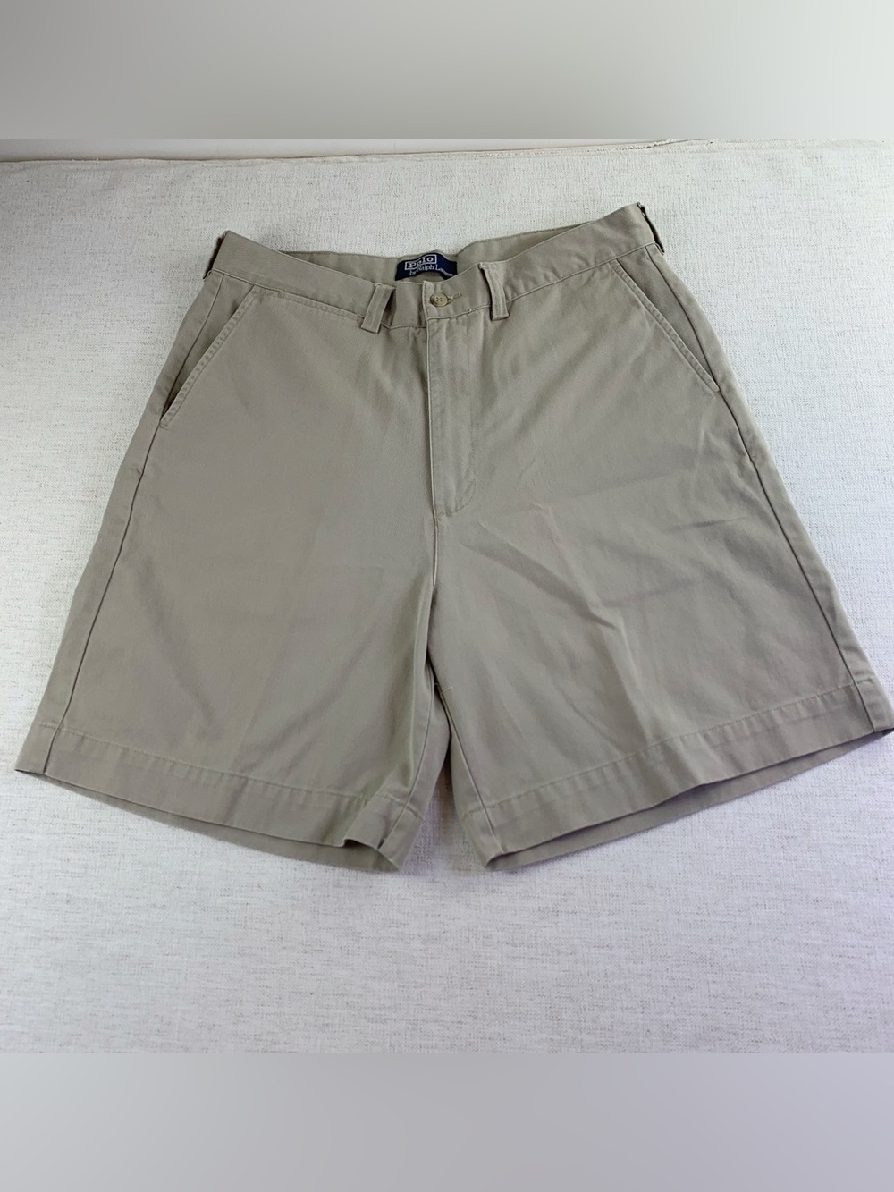 Polo Ralph Lauren Men's Flat Front chino Shorts - khaki Beige/Tan size 34 cotton